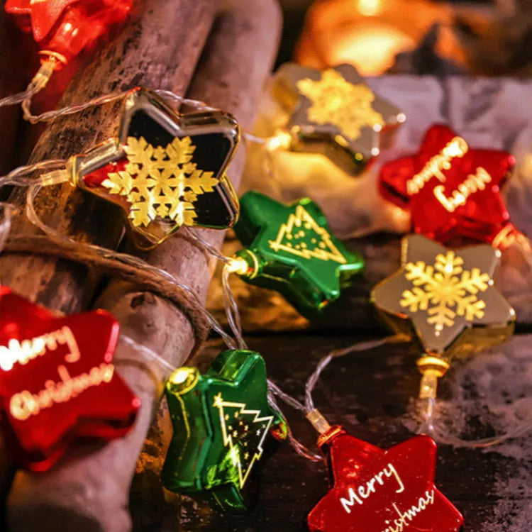 2024 LED Christmas Ball Lights Snowflake Santa Xmas Tree Hanging Pendant Ornaments Christmas Decorations for Home New Year