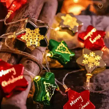 2024 LED Christmas Ball Lights Snowflake Santa Xmas Tree Hanging Pendant Ornaments Christmas Decorations for Home New Year