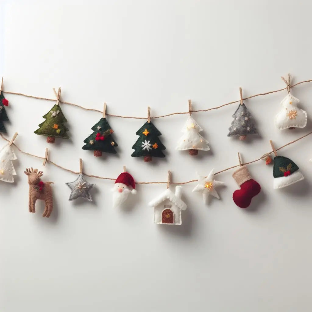 Festive Felt Christmas Garland: Handmade Decor with Santa, Reindeer, and Christmas Trees