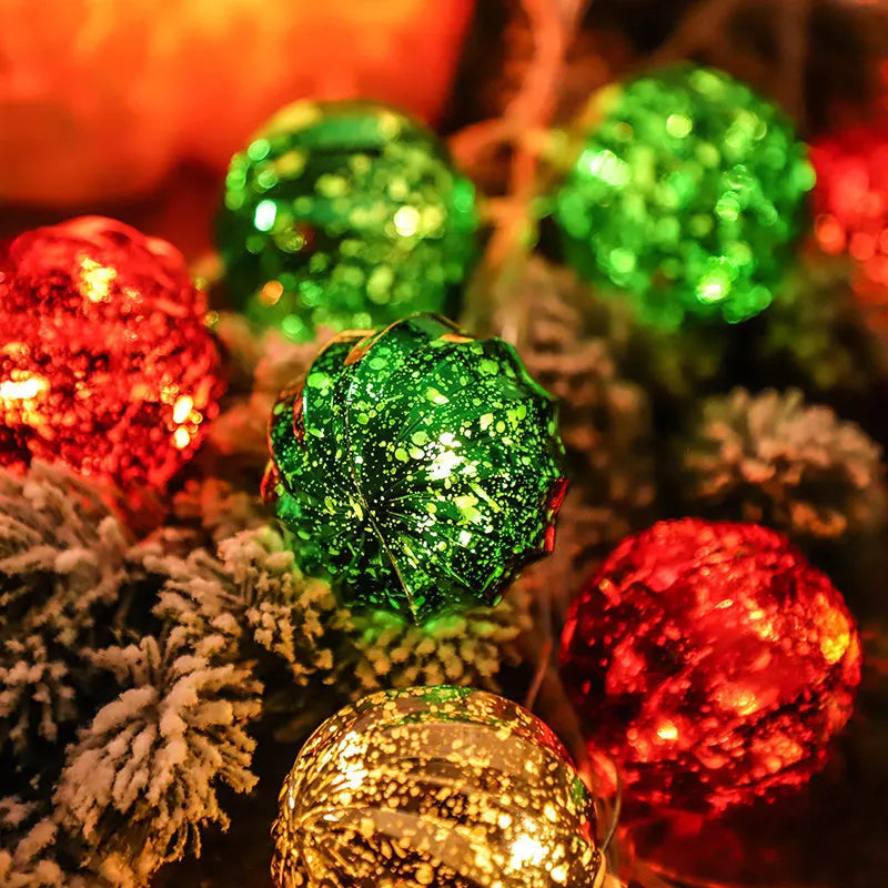 2024 LED Christmas Ball Lights Snowflake Santa Xmas Tree Hanging Pendant Ornaments Christmas Decorations for Home New Year