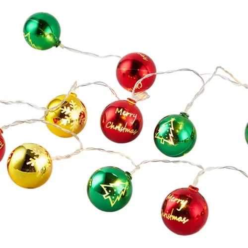 2024 LED Christmas Ball Lights Snowflake Santa Xmas Tree Hanging Pendant Ornaments Christmas Decorations for Home New Year