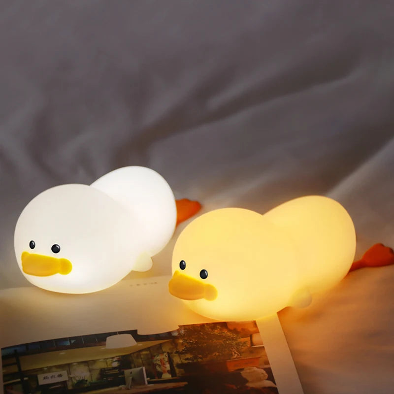 Creative Cartoon Children's Bedroom Bedside Lamp Silicone Lamp USB Charging Patting Duck Night Lamp