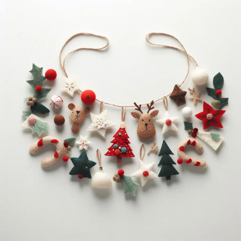 Festive Felt Christmas Garland: Handmade Decor with Santa, Reindeer, and Christmas Trees