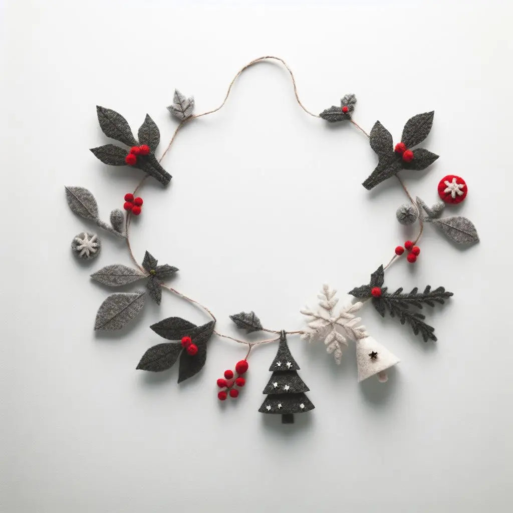 Festive Felt Christmas Garland: Handmade Decor with Santa, Reindeer, and Christmas Trees