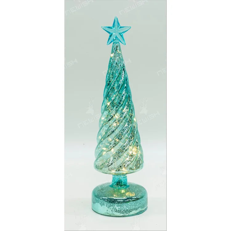 Wholesale Christmas Decorations Household Led Light Decorations 15 cm Christmas Glass Trees for Holiday Decorations