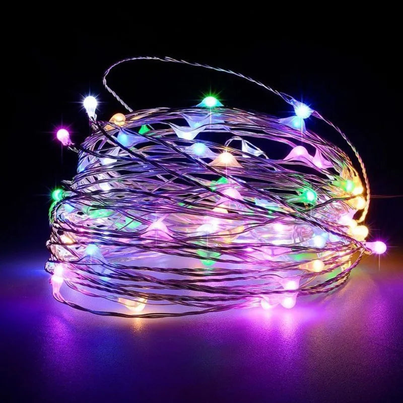 Batteria funkciigita CR2032 Twinkle Mini LED-oj de kupro argento fadeno 10 LED ĉeno fajra lumo festa iluminado por dekoraciaĵo.