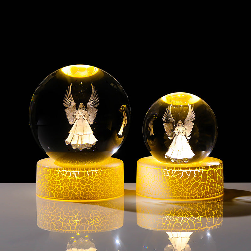 Crystal Ball Unique Style Crack Base Holiday Gift Night Light Crystal