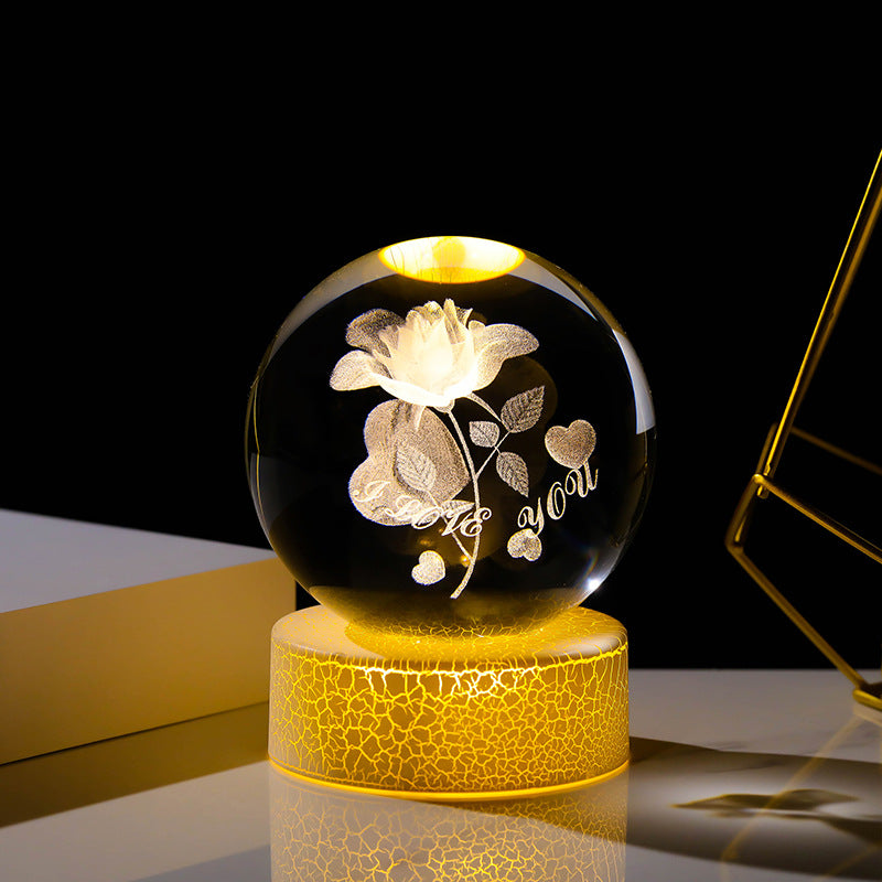 Crystal Ball Unique Style Crack Base Holiday Gift Night Light Crystal