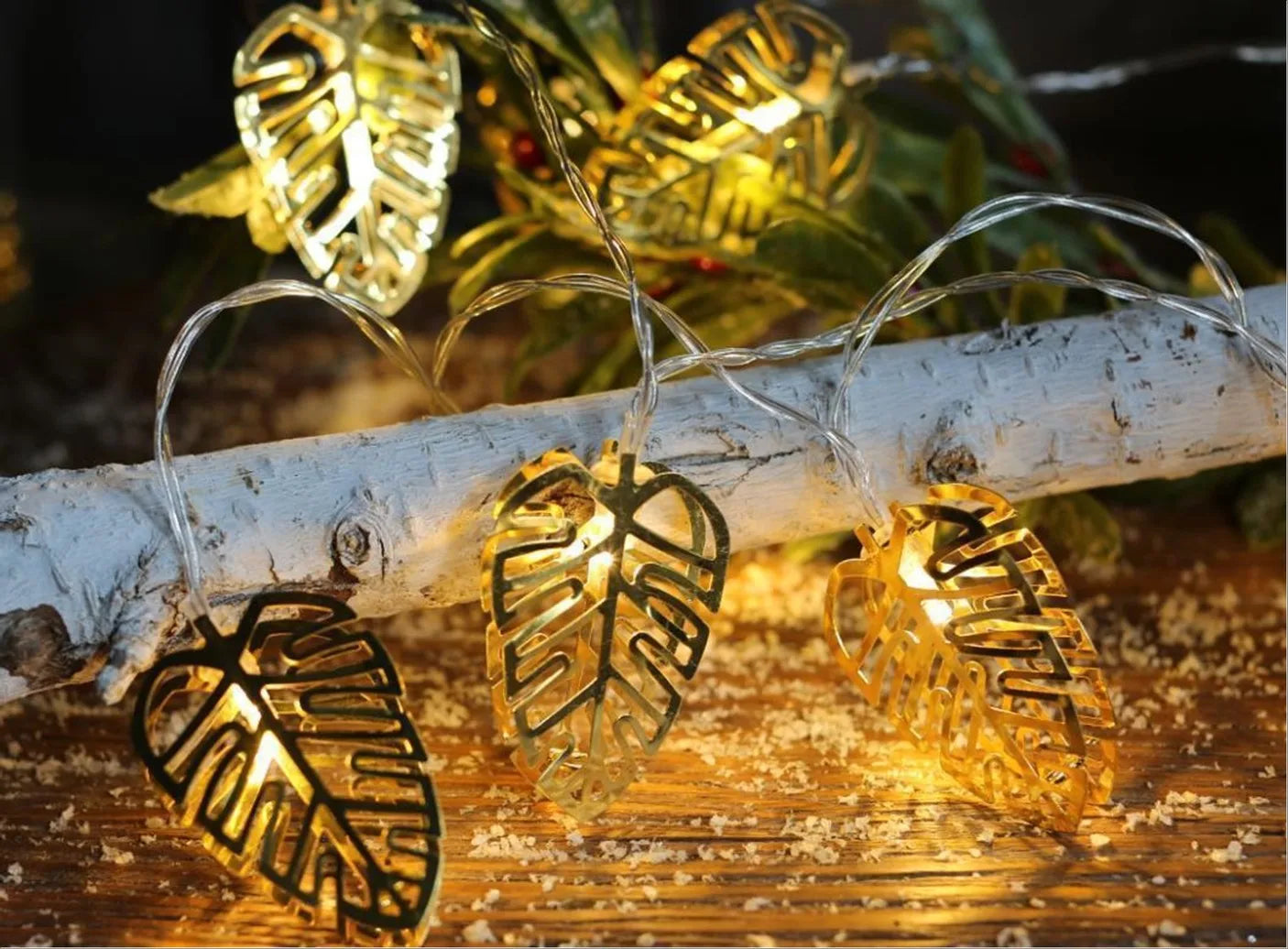 Hot Sale Products 10L Warm White LED Metal Leaf String Lights Led Lights for Decoration Festoon Lighting
