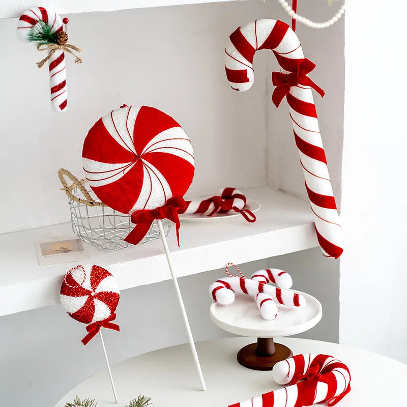 Plush cane candy decoration set