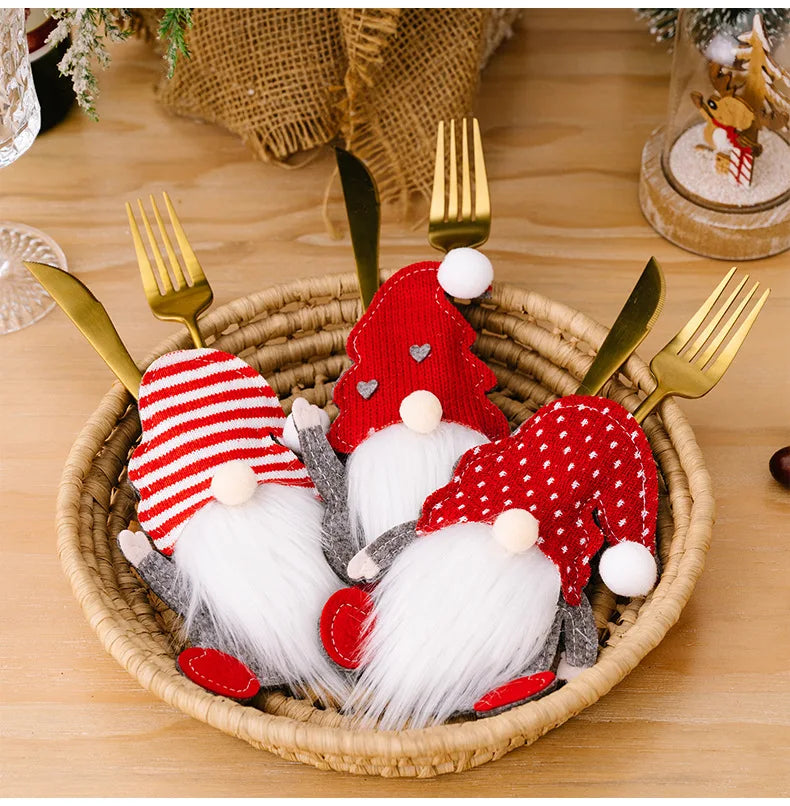 Christmas Table Decorations Christmas Knife and Fork Covers Cutlery Holder for Xmas Party Dinner Novelty Decorations