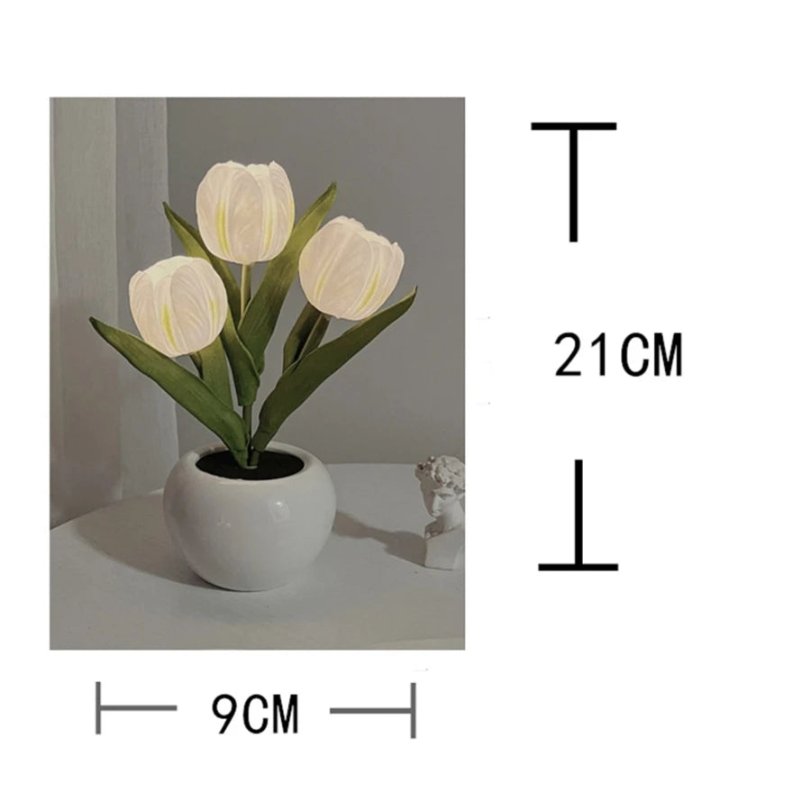 Desk Light Romantic Home Decor Rechargeable 5V Battery Lamp Bedroom 2025 New LED Tulip Table Bedside Night Simulation Flower 32