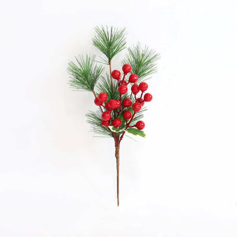 Christmas tree branches, holiday decorations, pine cones,Green7