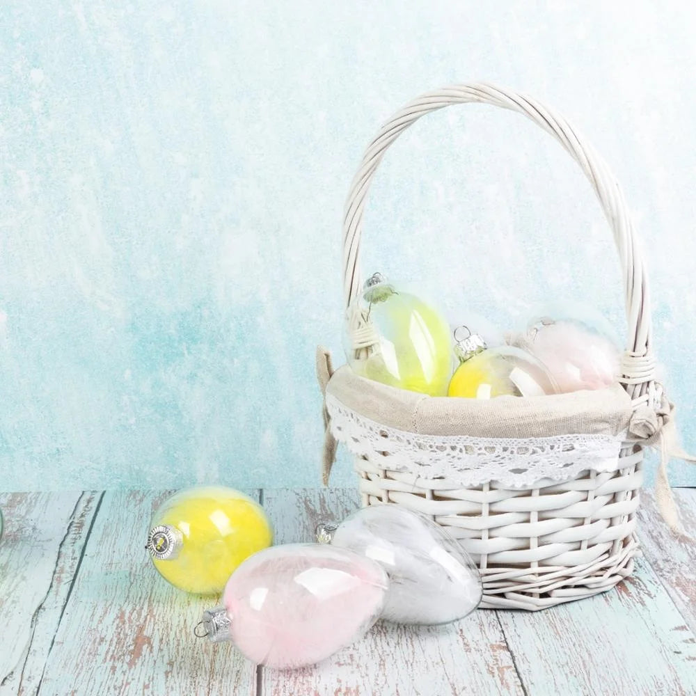Happy Easter Decoration Indoor Custom Easter Eggs Filled Feather Hanging Decorative Glass Egg Easter Ornament