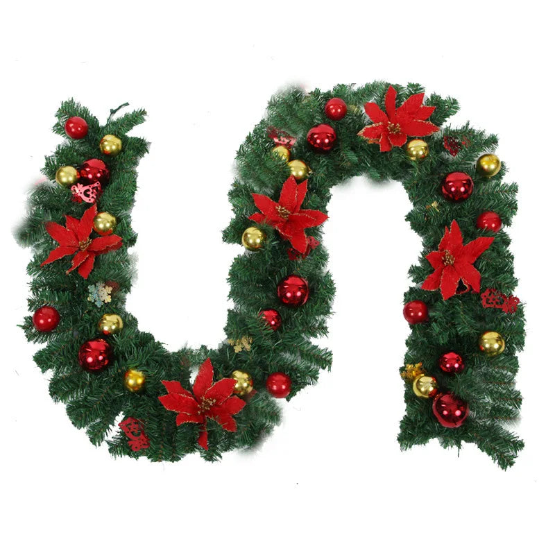 Christmas Decorations Garland Rattan Preserved Flowers red and green