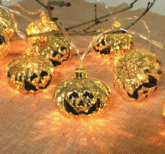 1.5m 10LED Plating Glitter Pumpkin Halloween String Lights Halloween Decorations