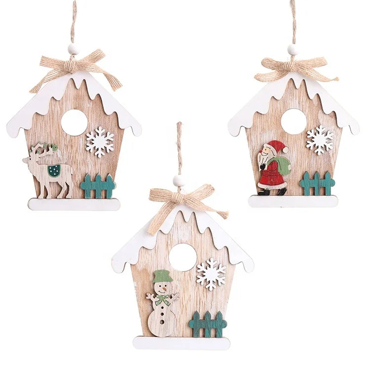 High Quality Wholesale Christmas Hanging Outdoor Decorations Wooden Christmas Decorations