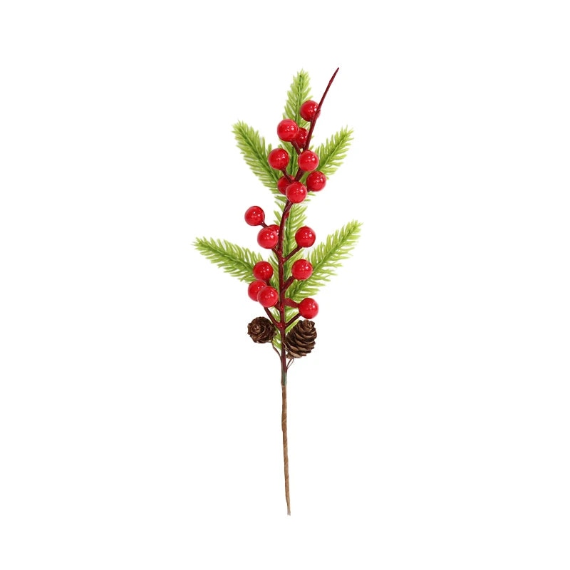 Christmas tree branches, holiday decorations, pine cones,Green8