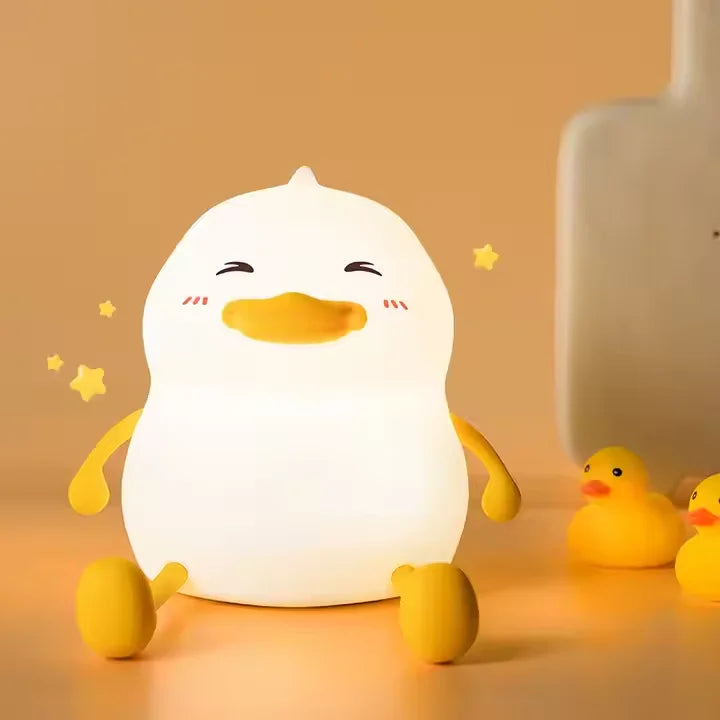 Cute Duck Design Led Night Light Silicone Cartoon Lamp Rechargeable Patting Lamp Children Night Light Kid Bedroom Decor Gifts