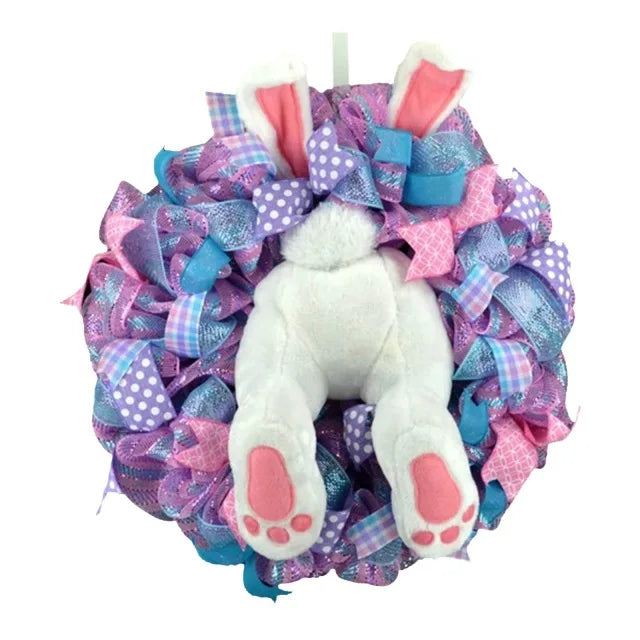 Dropship Easter Bunny Butt Thief With Ears Wreath Cute Cartoon Bunny Shape Ornaments Room Decoration