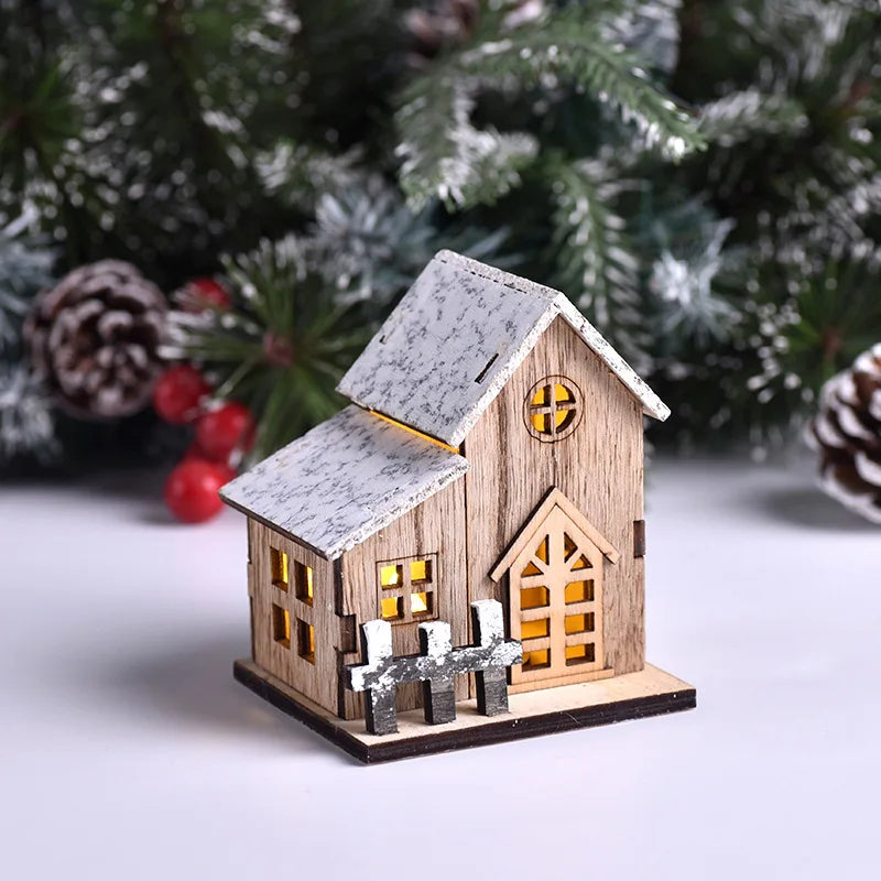 Christmas Decoration Light up Chalet wood white wholesale