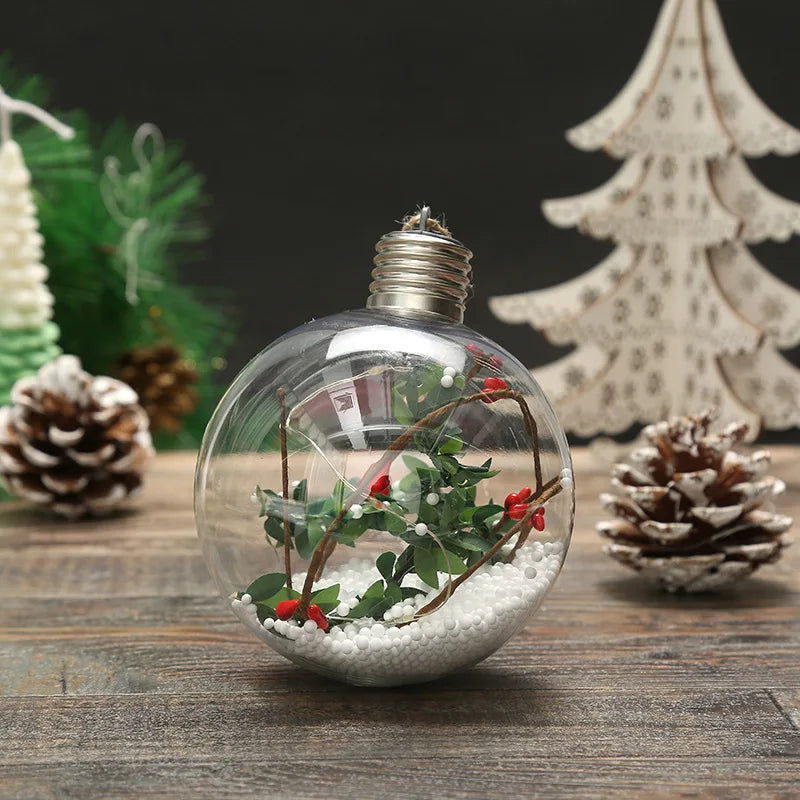 LED Light Christmas Tree Hanging Decoration Set Glass Material Christmas Ball for Party Decorations Festive Christmas Party