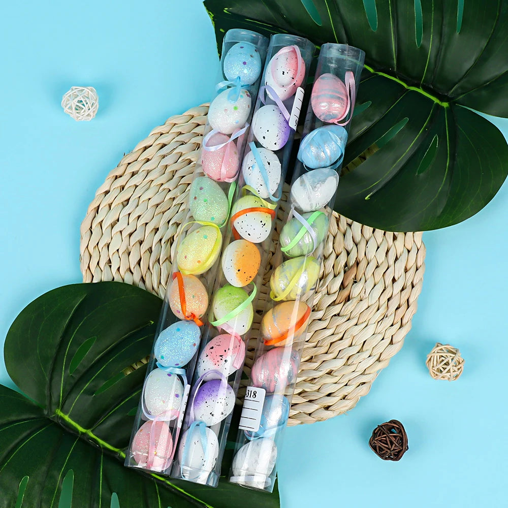 3*4cm/7 Color Options Colorful Barreled Easter Eggs Set Ornaments Foam Easter Egg Kit Gift Festival Easter Decoration