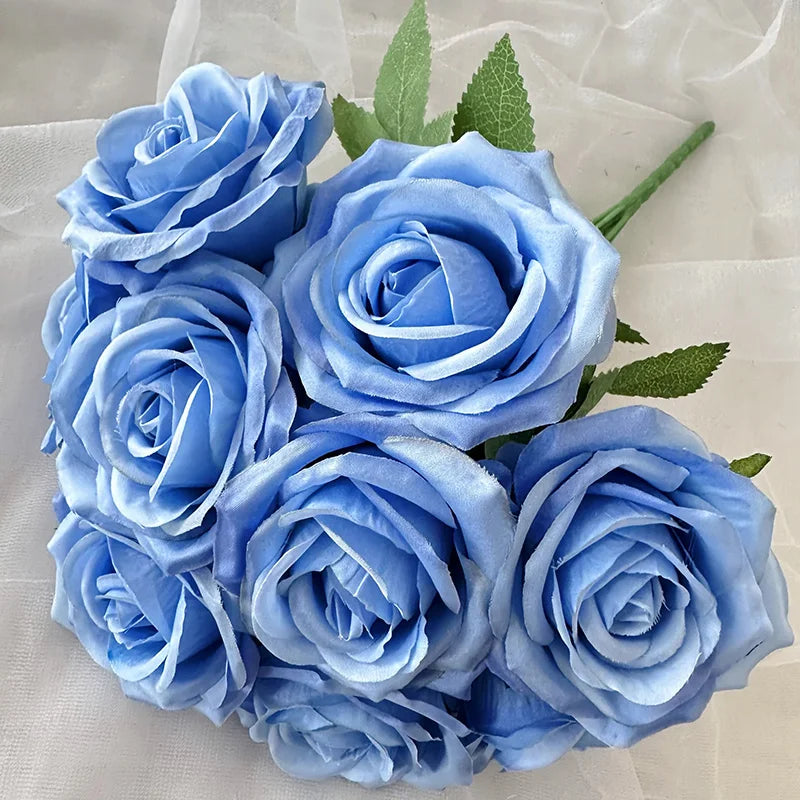 9-Head Pearl Rose Artificial Flower Wedding Arrangements High-End Ins Design Home Decor Simulated Roses