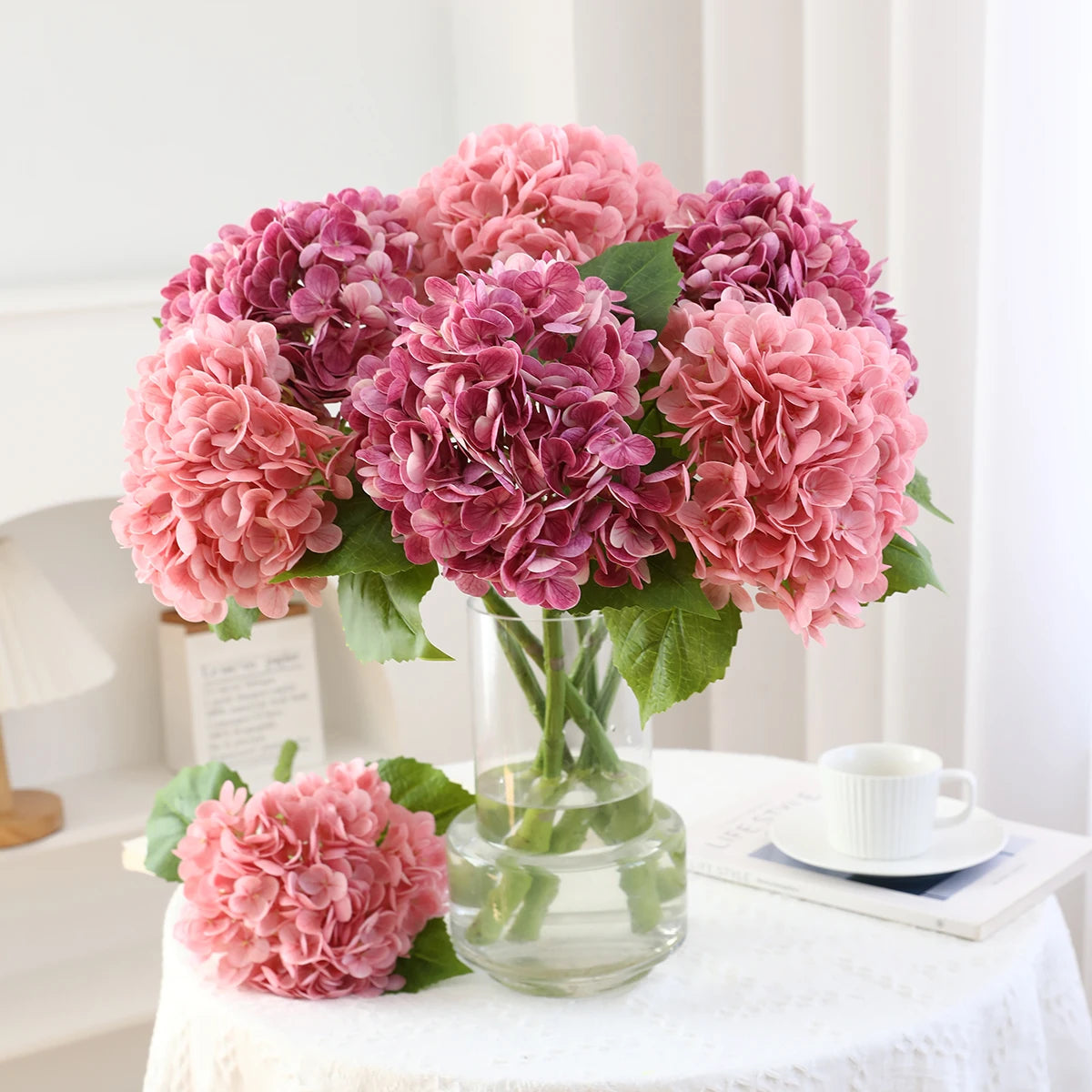 Wholesale High Quality Real Touch Soft PE Lifelike Low MOQ Single Stem Artificial Flower Hydrangea