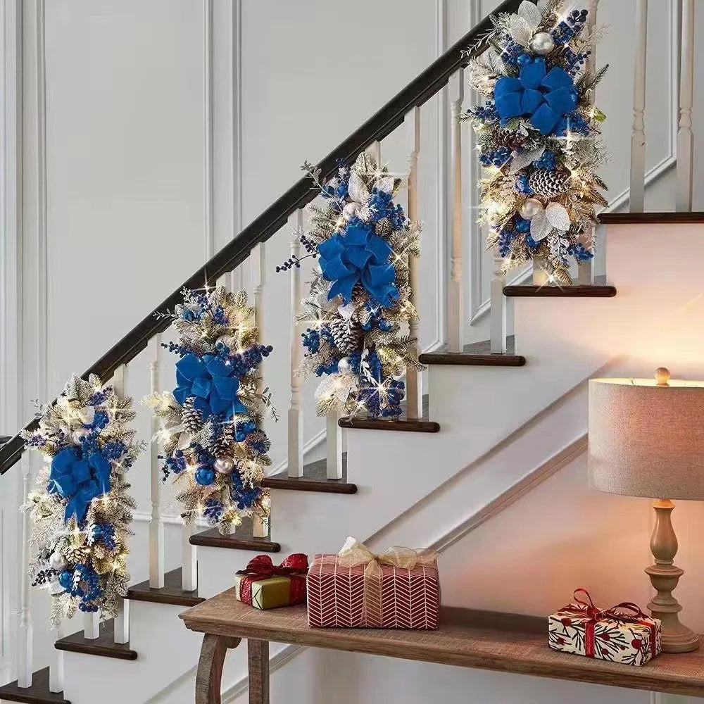 Nordic Christmas Staircase Decoration blue