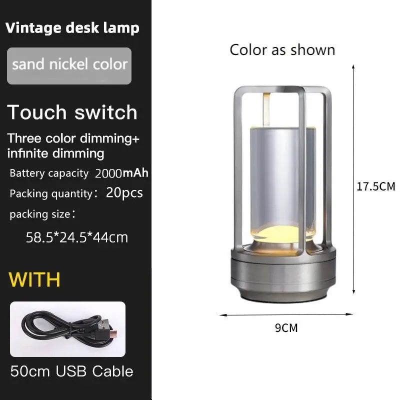 Restaurant Dining Hotel Bar Coffee Night Light Bedroom Livingroom Desk Led Portable Rechargeable Cordless Table Lamp Light