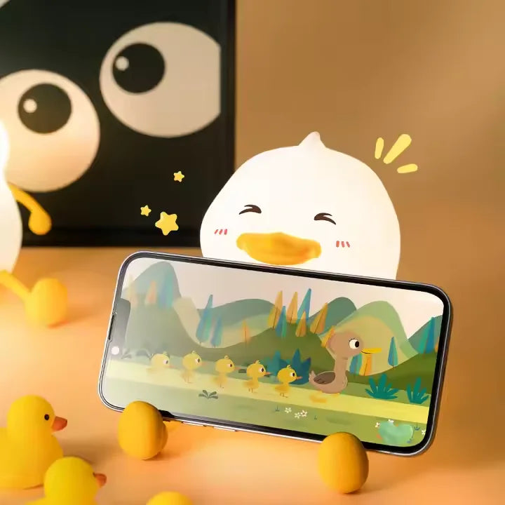 Cute Duck Design Led Night Light Silicone Cartoon Lamp Rechargeable Patting Lamp Children Night Light Kid Bedroom Decor Gifts
