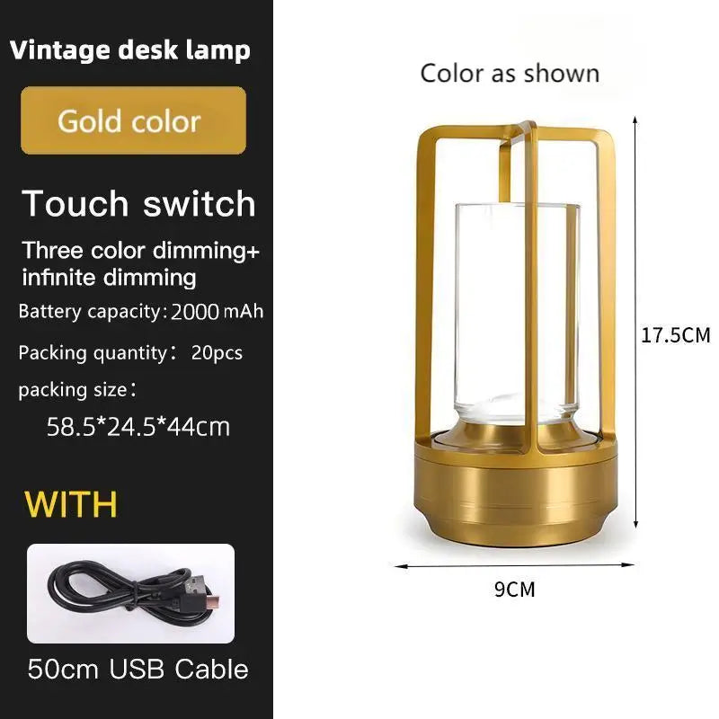 Restaurant Dining Hotel Bar Coffee Night Light Bedroom Livingroom Desk Led Portable Rechargeable Cordless Table Lamp Light