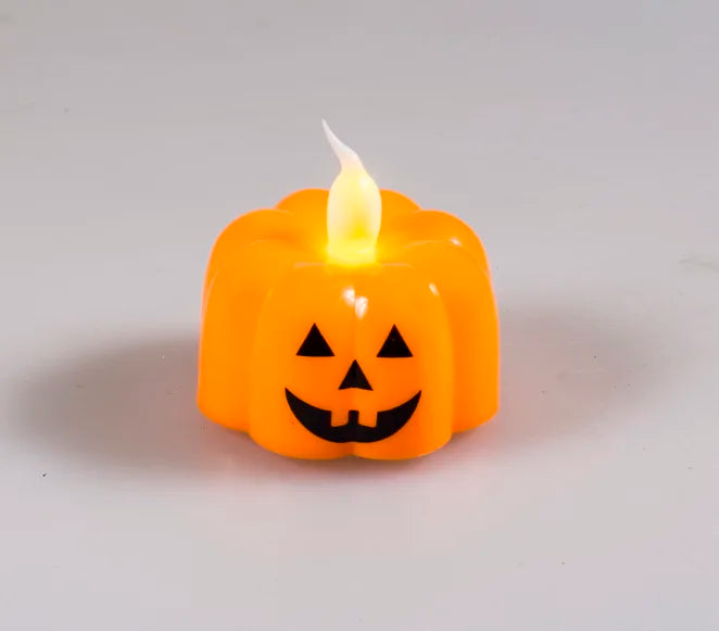 Pumpkin Candle Lights Mini Electric Candle Led Plastic Pumpkin T-Candle Ornaments with Smiley Face for Home Party Decor