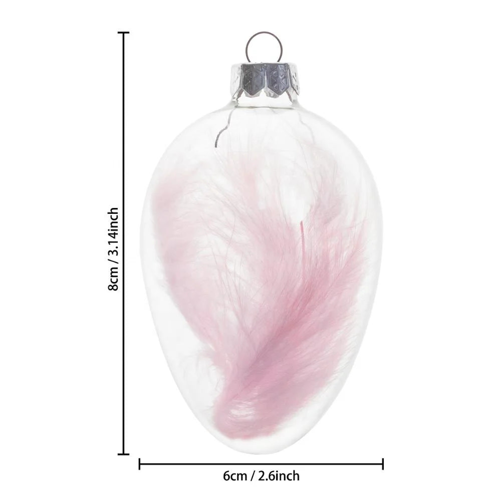 Happy Easter Decoration Indoor Custom Easter Eggs Filled Feather Hanging Decorative Glass Egg Easter Ornament