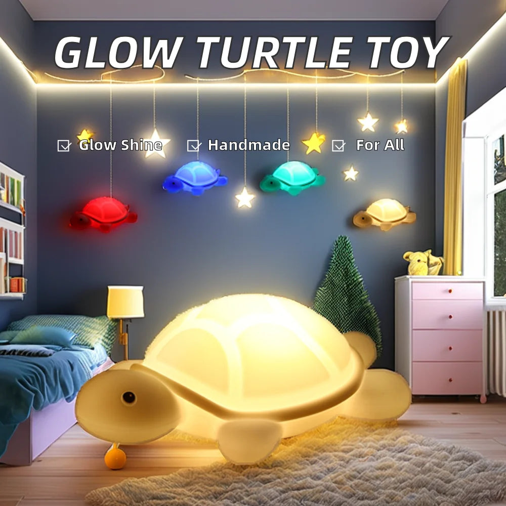 Cartoon Turtle Luminous Light USB Plug-in Patting Night Light Colorful Soft Pinching Baby Toy Creative Gift