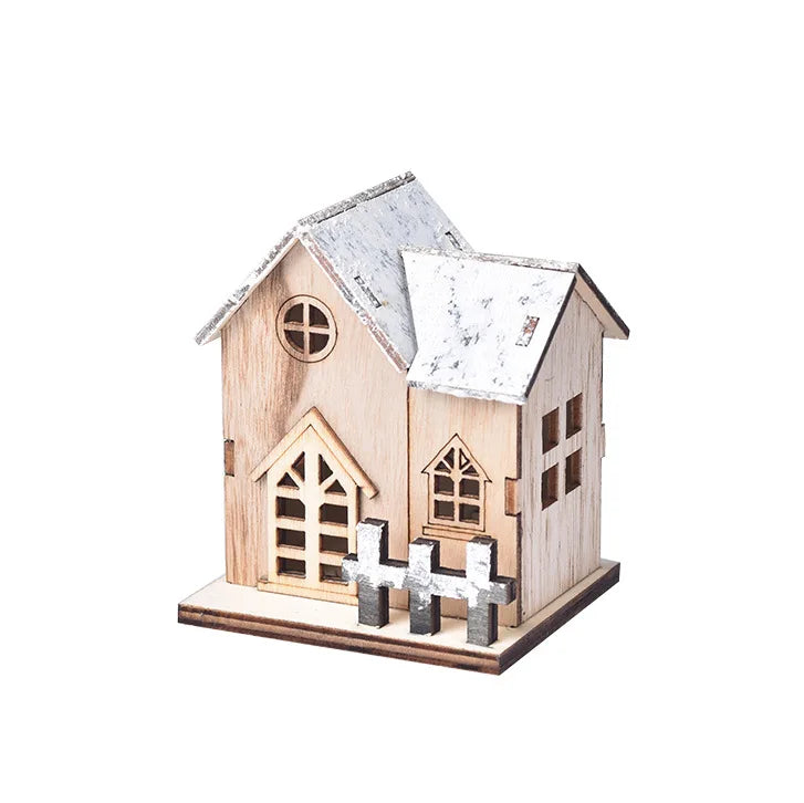 Christmas Decoration Light up Chalet wood white wholesale B