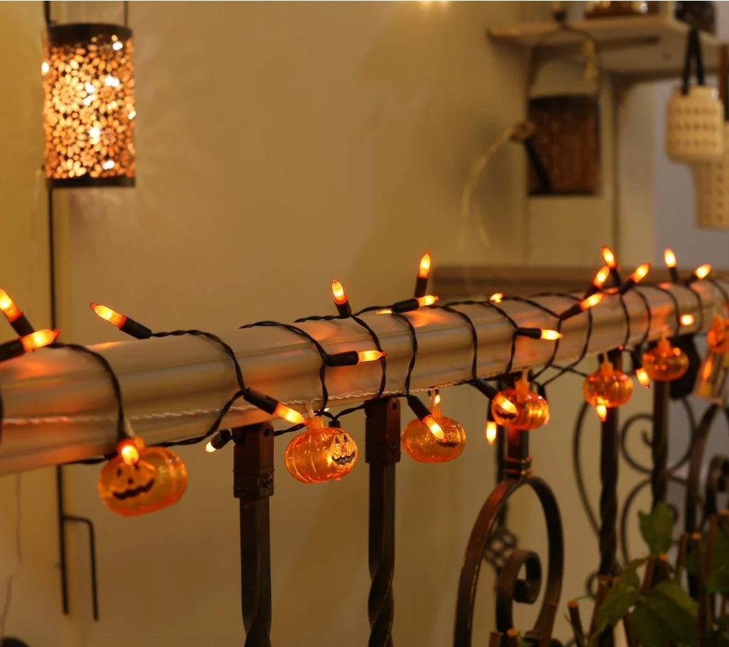 Light String Orange LED Light Set 2 50L/10cm/30cm Outdoor with 8 Function 3AA Control