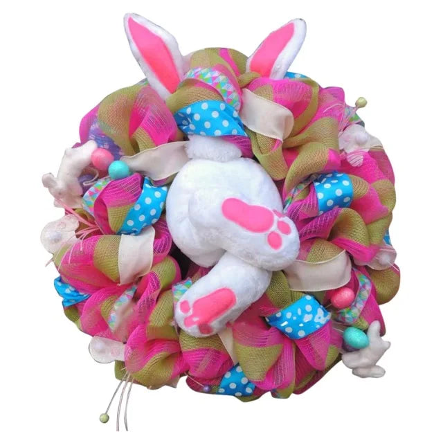 Dropship Easter Bunny Butt Thief With Ears Wreath Cute Cartoon Bunny Shape Ornaments Room Decoration