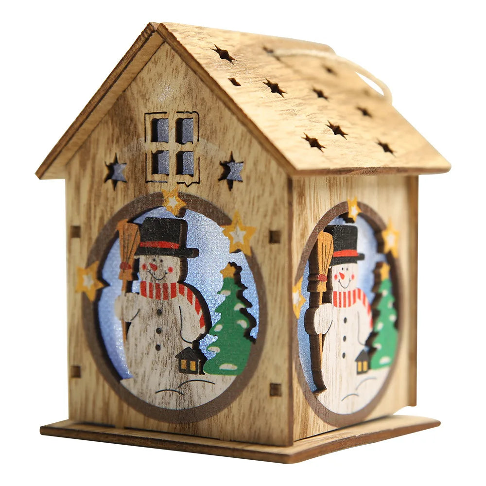 DIY Christmas Tree Ornament Home Decor Festival Decoration Wooden Christmas Decoration Supplies XMAS Christmas Lights