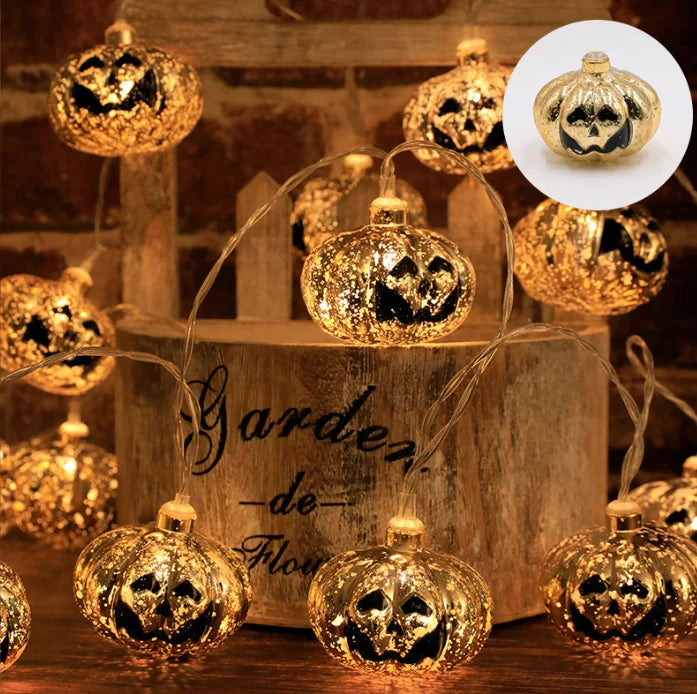 1.5m 10LED Plating Glitter Pumpkin Halloween String Lights Halloween Decorations