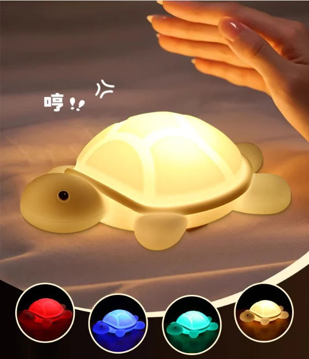 Cartoon Turtle Luminous Light USB Plug-in Patting Night Light Colorful Soft Pinching Baby Toy Creative Gift