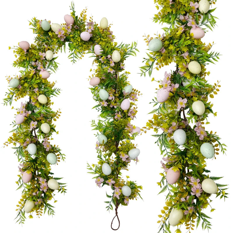 Artificial Vines Easter Garlands Mixed Colorful Flowers Easter Garlands for Front Door and Home Wall Decoration