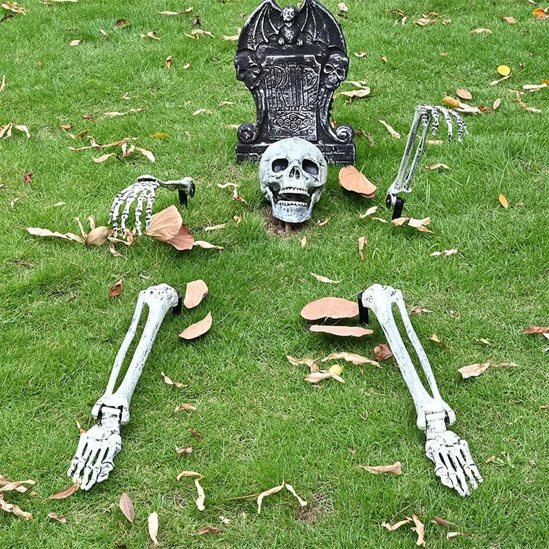 Halloween Party Horror Props Five-Piece Skeleton Head Ghost Simulator Child-Friendly Hot Selling Garden Ground Scene Decorations