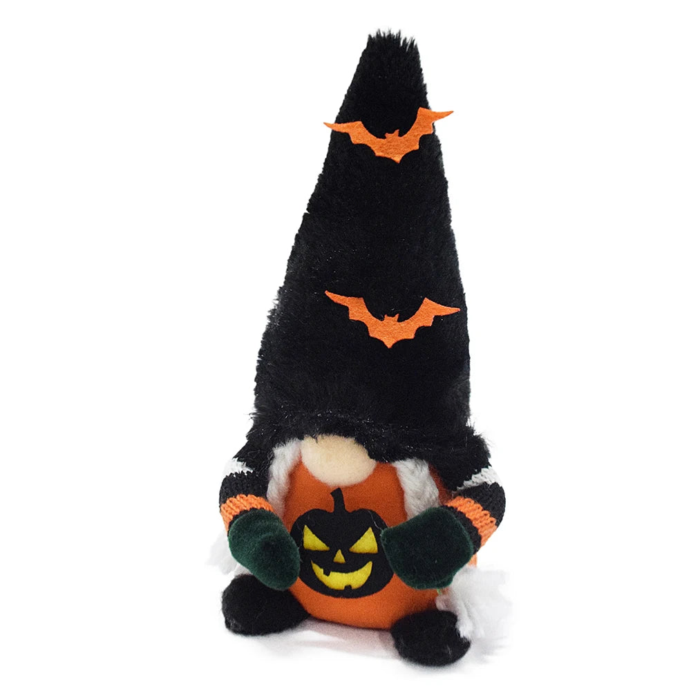 Boheng Handmade Halloween Pumpkin Bat Ornaments Swedish Tomte Nordic Plush Nisse Gonk Small Halloween Gnome Decorations