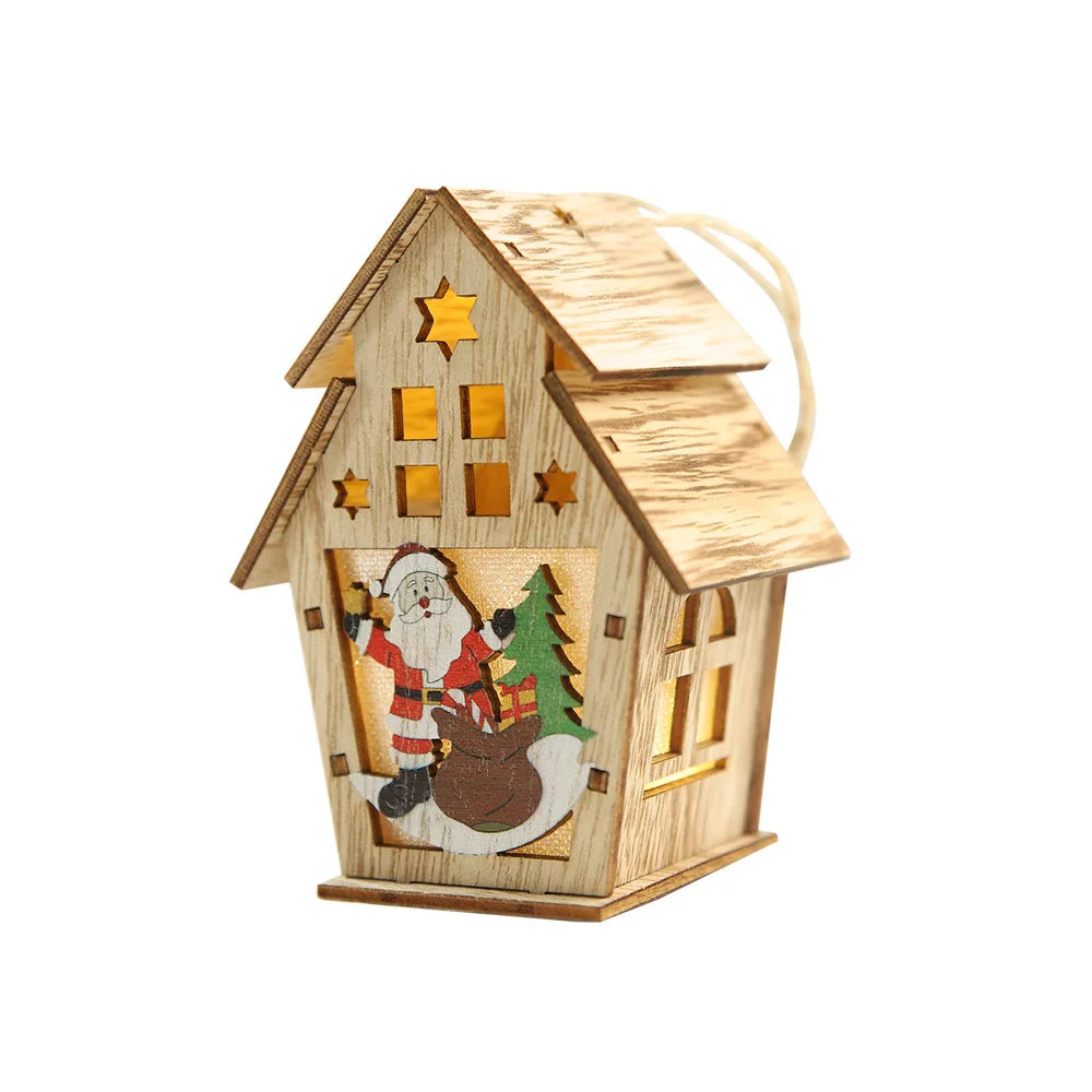 DIY Christmas Tree Ornament Home Decor Festival Decoration Wooden Christmas Decoration Supplies XMAS Christmas Lights