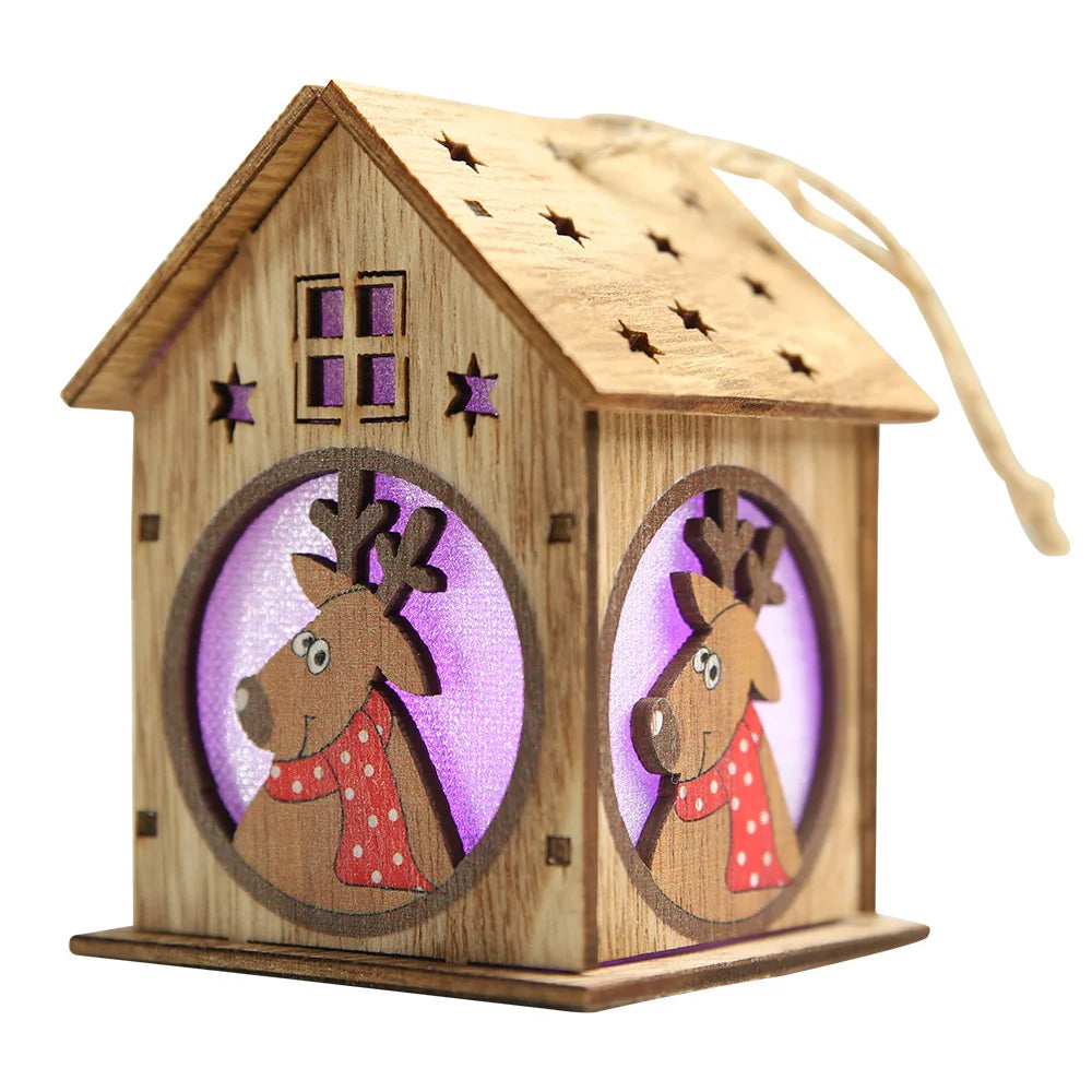 DIY Christmas Tree Ornament Home Decor Festival Decoration Wooden Christmas Decoration Supplies XMAS Christmas Lights