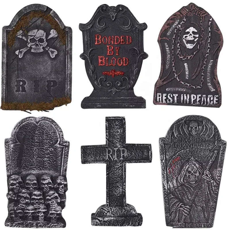 Realistic PVC Foam Skeleton Tombstones Halloween RIP Material Props