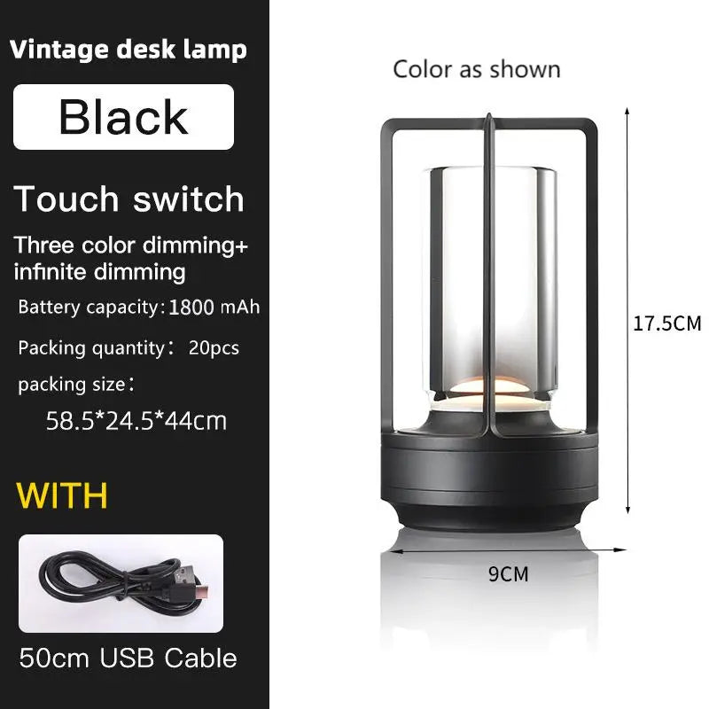 Restaurant Dining Hotel Bar Coffee Night Light Bedroom Livingroom Desk Led Portable Rechargeable Cordless Table Lamp Light