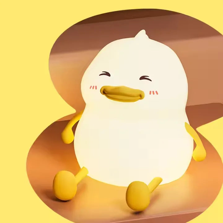 Cute Duck Design Led Night Light Silicone Cartoon Lamp Rechargeable Patting Lamp Children Night Light Kid Bedroom Decor Gifts